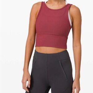 Lululemon Ribbed Power Pivot Tank in color Chianti